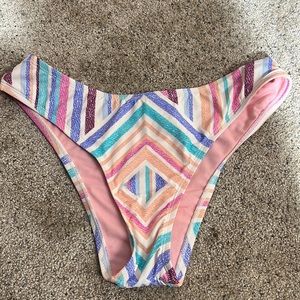 Women’s medium high waist cheeky pastel chevron print bikini bottoms boho swim